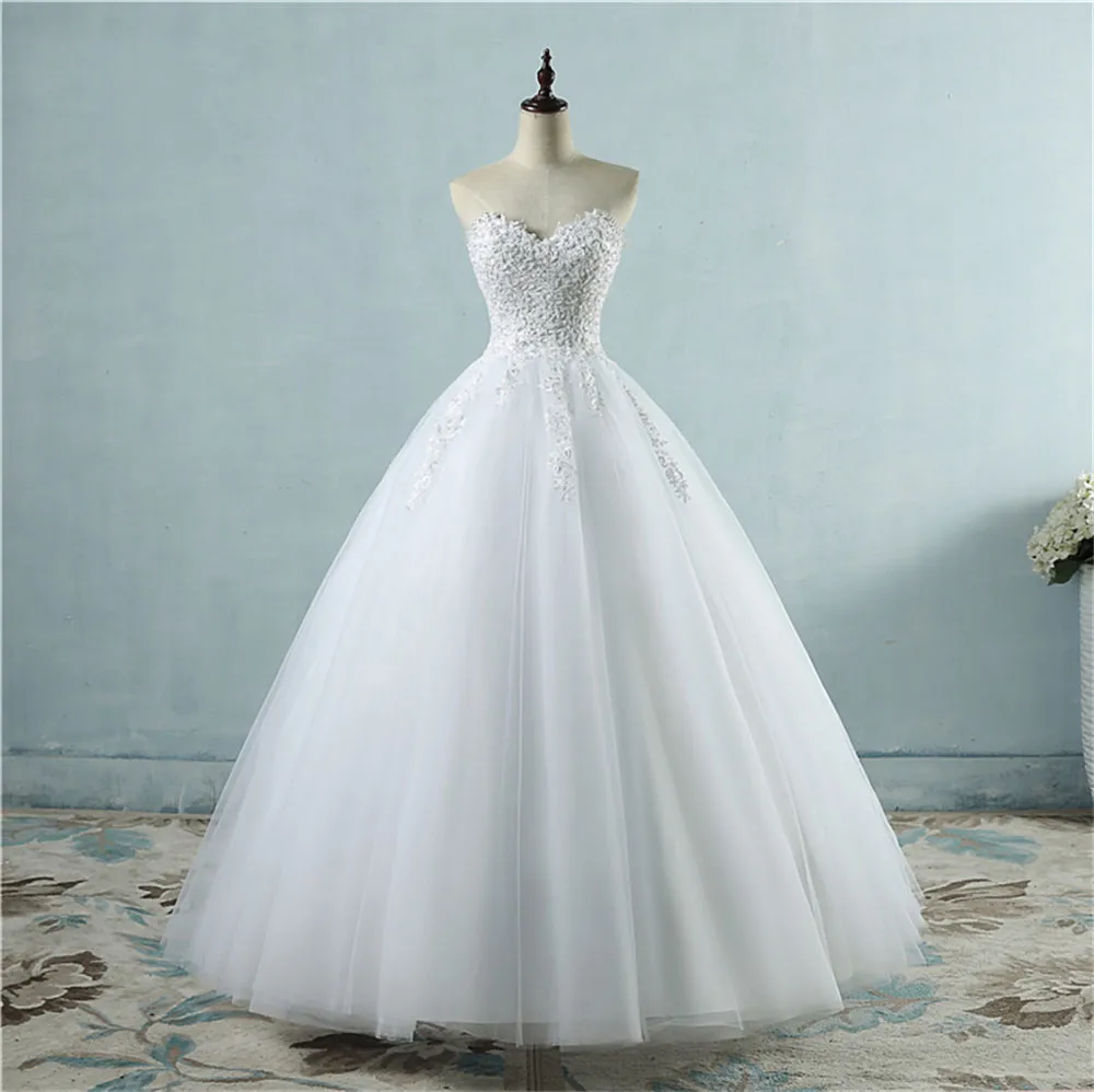 ZJ7076 Ball Gown Sweetheart White Ivory Tulle Pearls Bridal Dress For Wedding Dresses 2023 Marriage Customer Made For Women 1