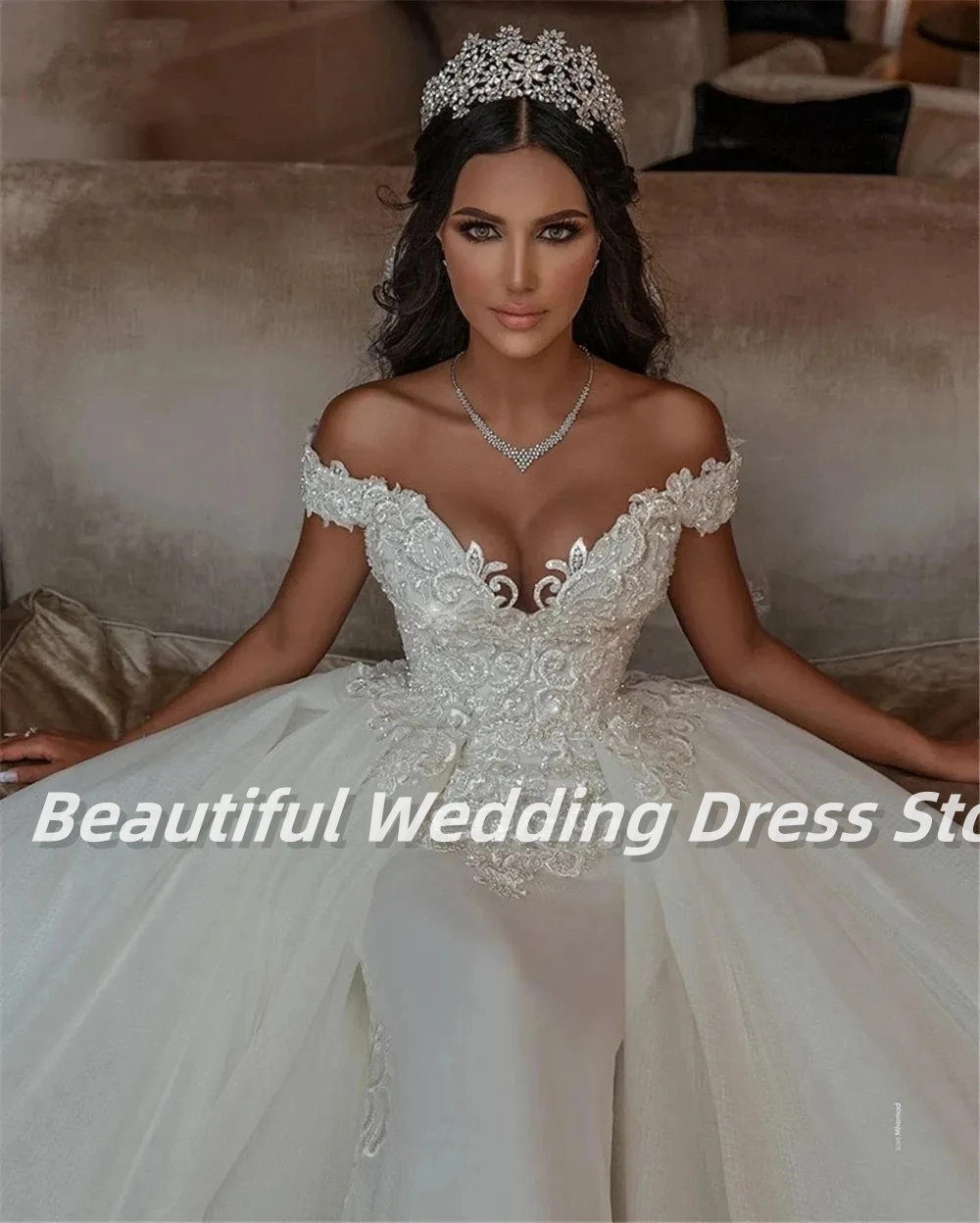 Vestido de noiva Lace And Tulle Bride Wedding Dress 2023 Princess Tube Top  Beading Wedding Gown Custom-made