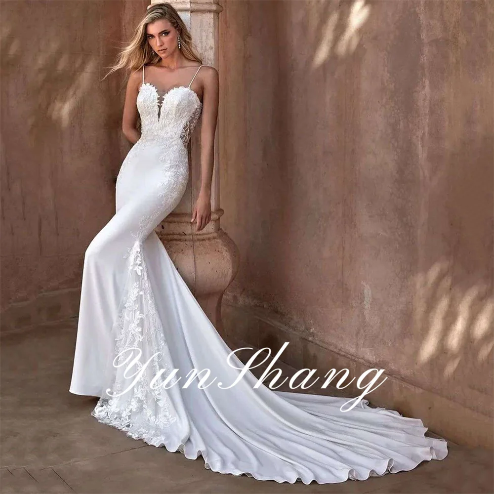 Stunning Lace Applique Sweetheart Strapless Mermaid Wedding Dresses , –  AlineBridal