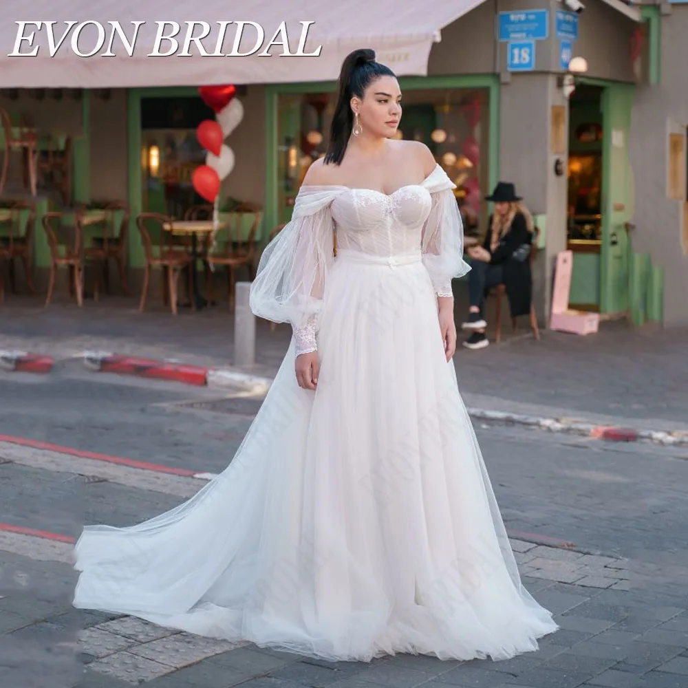 Champagne Wedding Dresses with Veil Long Sleeves Plus Size V Neck Bridal  Dresses