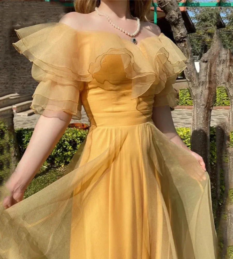 Princess Gold Tulle Party Dress – Joyofdress