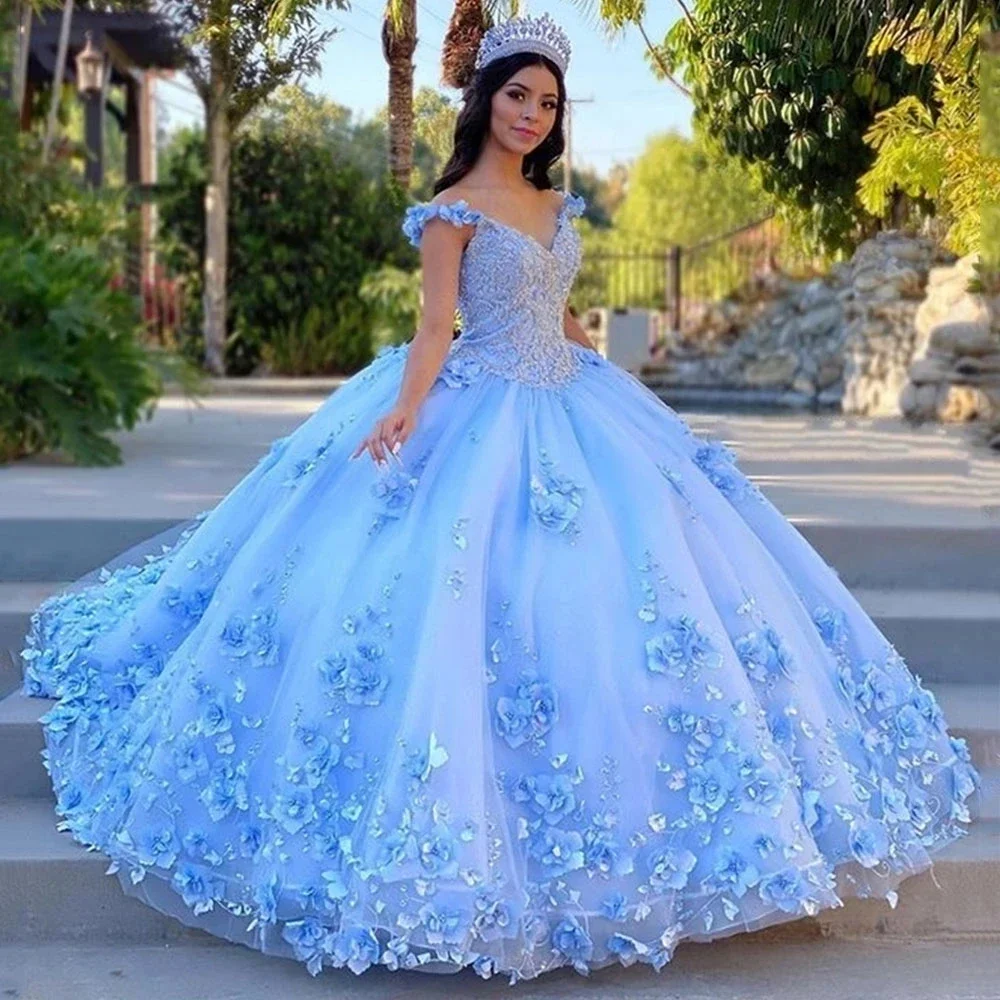 ANGELSBRIDEP Blue Ball Gown Quinceanera Dresses For 15 Years Old