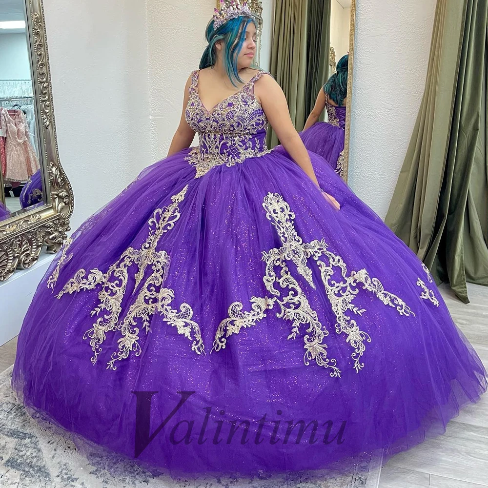 Valintimu Modern Tulle V-Neck Quinceanera Dresses 2024 Girl Flower Dress Appliques Sequin Corset Made To Order Vestido De Fiesta 1