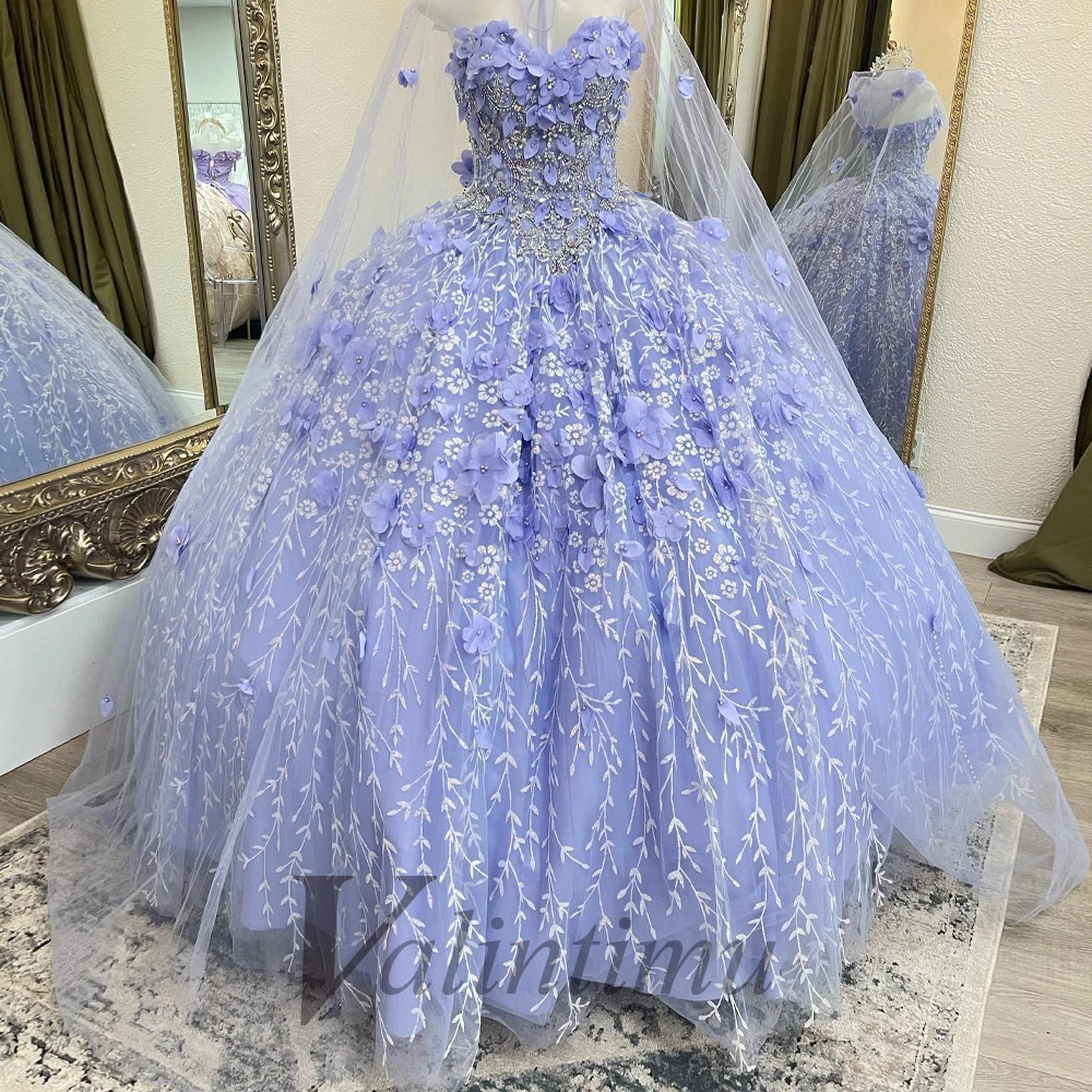 Valintimu Fairytale Sweetheart Quinceanera Dresses 3D Flowers Sweet 15 16 Years Voluminous Beadings Customised Vestidos De Baile 1