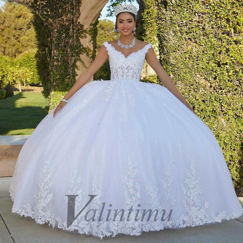 white puffy white quinceanera dresses