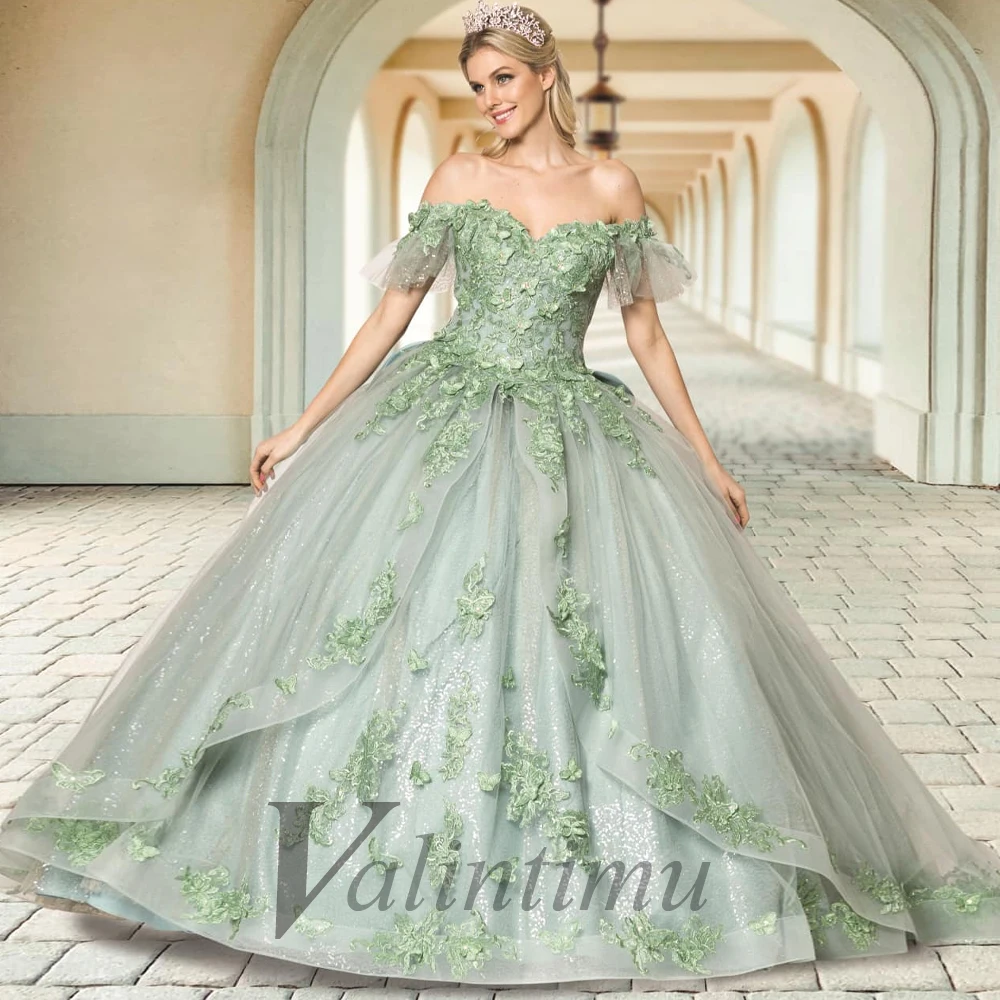 Valintimu Quinceanera Dress Trendy Sweet 15 16 Years Appliques Sequin Bling Lace Up Ball Gowns Made To Order Vestidos De Baile 1