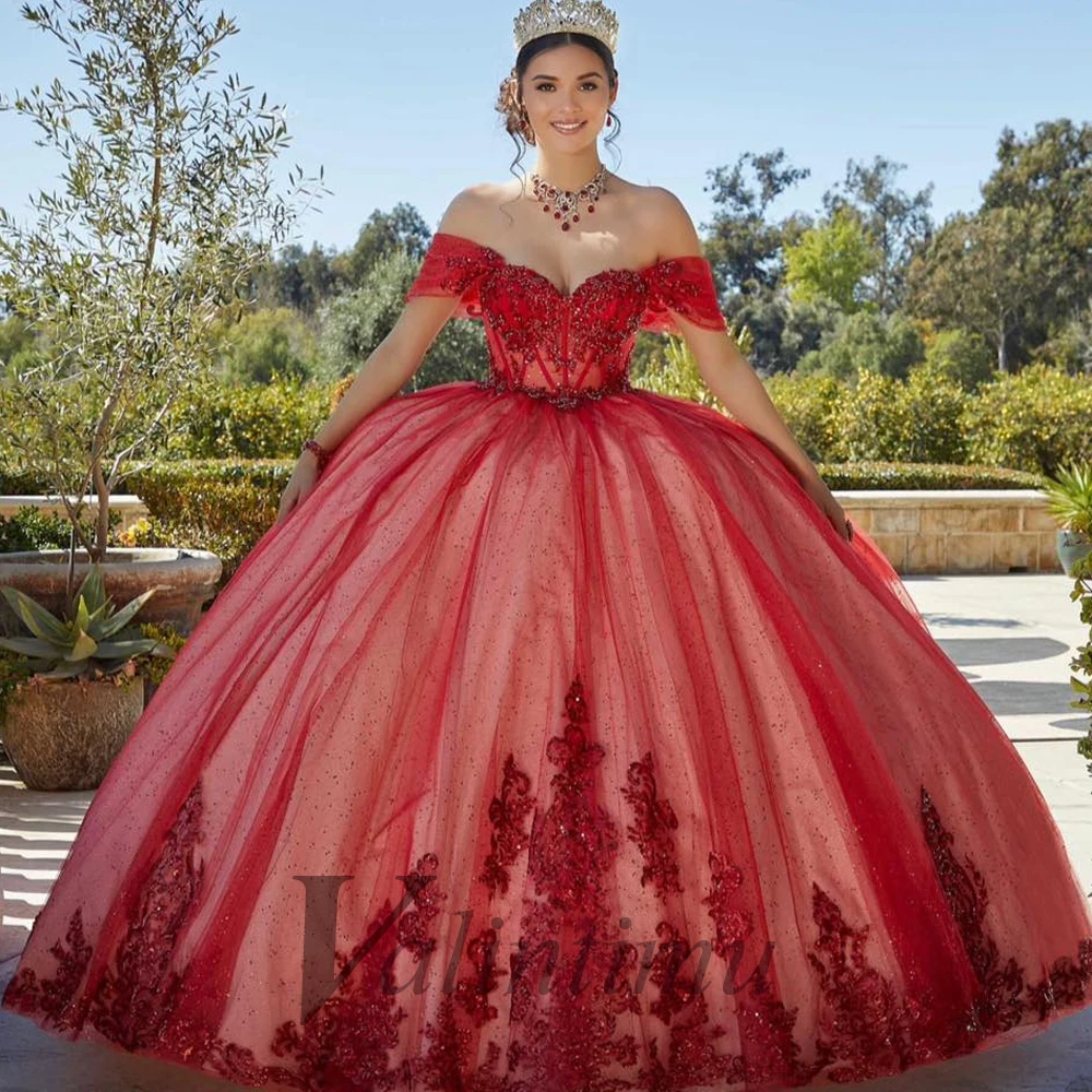 Valintimu Princess Ball Gown For Birthday Quinceanera Dresses Appliques Backless Tulle Beads Sequin Custom Made Robes De Soirée 1