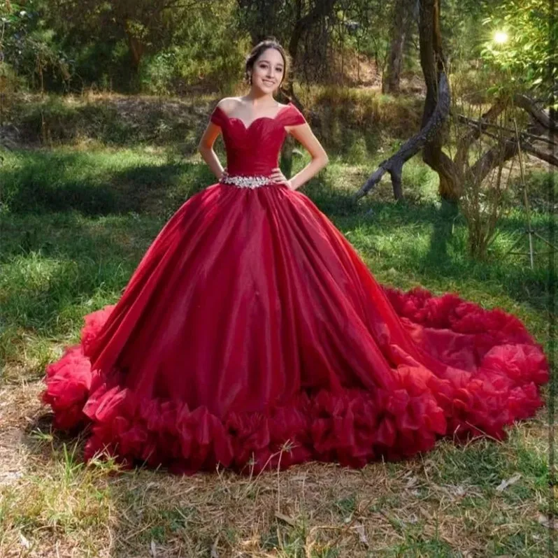 Jancember Exquisite Classic Red Quinceanera Dresses For Gril Sequins Ball  Gown Strapless Pleat Lace Up Bar Mitzvah DY6663 - wedding dress |
