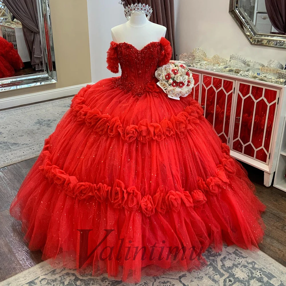 Valintimu Princess Off The Shoulder Birthday Prom Dresses For Girl Appliques Lace Sweet 15 16 Years Beads Personalised De Fiesta 1