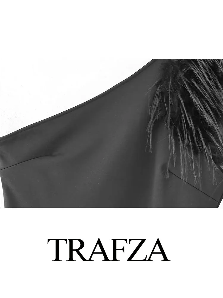 TRAFZA Summer Woman Elegant Fashion Vintage Solid Sexy Sleeveless