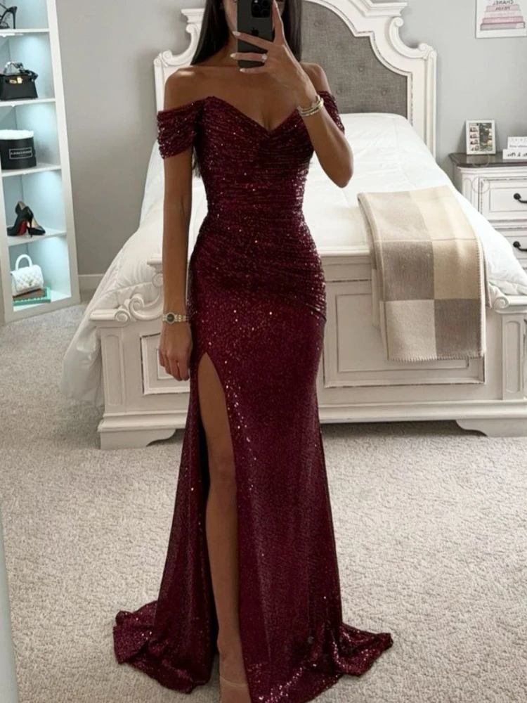 Women Evening Dress Sexy Off The Shoulder Long Party Dresses