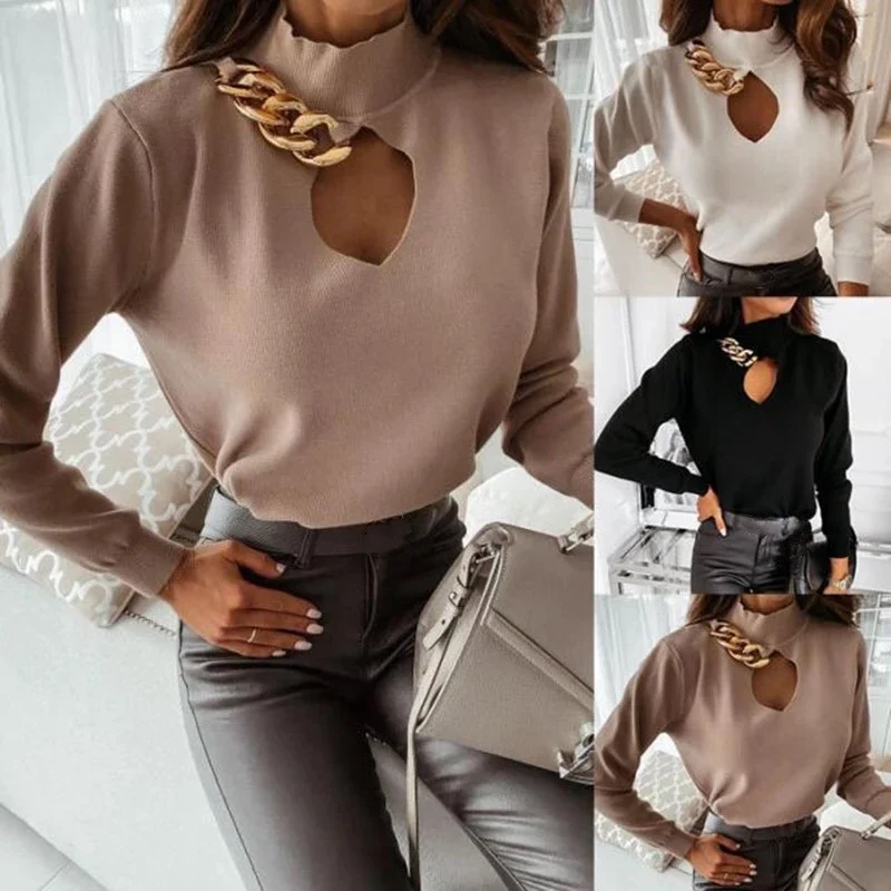 Autumn Fashion Long Sleeve Chain Print Shirt Women 2023 Casual Leopard  Vintaeg Office Ladies Tops And Blouses Elegant Top Femme - AliExpress