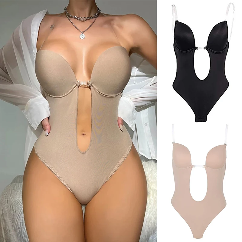 Women Invisible Bodysuit Backless Built In Bra Underwear Corset Seamless  Body Shaper Full Body Shapewear Compression Cami Top, Beyondshoping