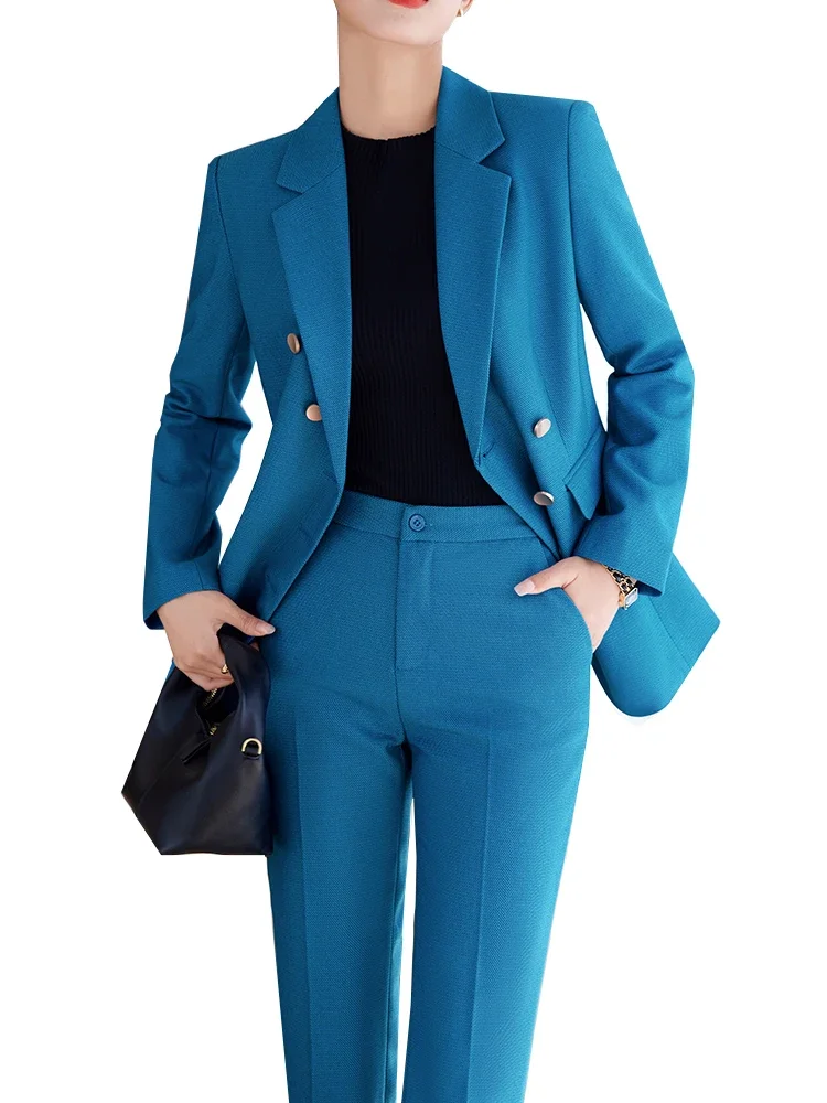 Work Wear Jacket And Trouser Blue Black Female 2 Piece Set Office Ladies  Formal Pant Suit Blazer Women Business, Beyondshoping
