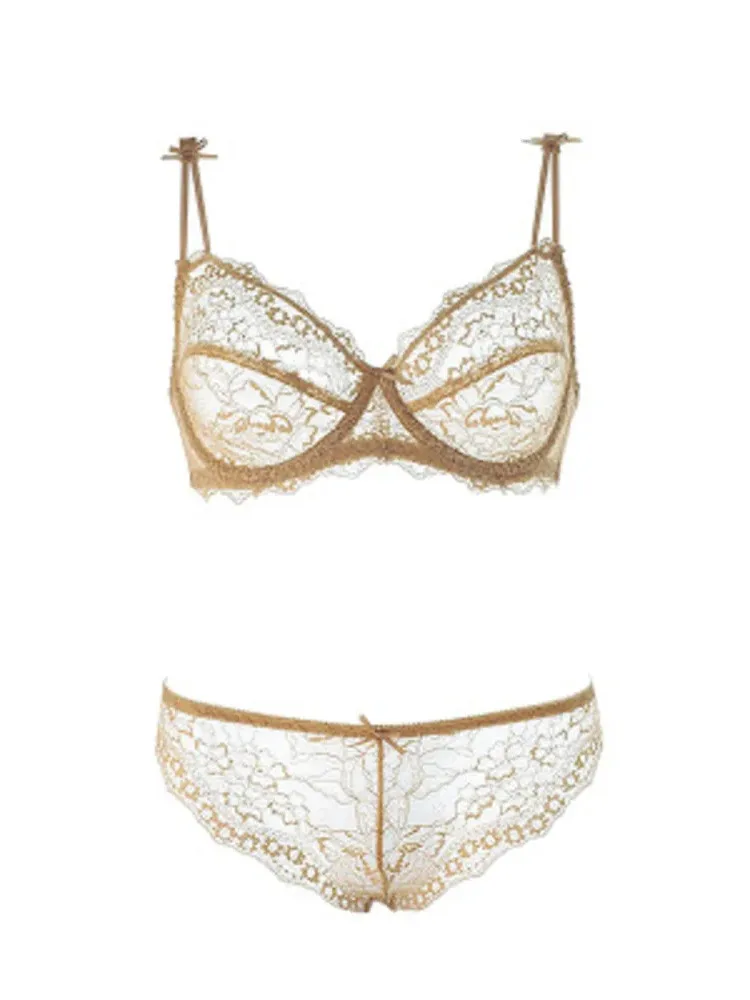 Ultra thin mesh breathable sexy bra set women's lace bra underwear