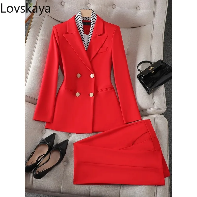 Womens Suits Blazers Womens Pant Suits Work Business Coat Wear Red