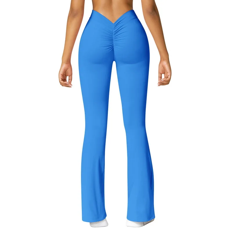 Women Peach Hip Lift Yoga Flare Pants Fitness Exercise Wide Leg Micro Cropped  Pants High Waist Quick Dry Pilate Leggings, Beyondshoping