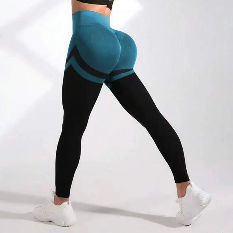 Seamless Striped Spliced Leggings Women Yoga Leggings High Waist Butt Lift Gym  Workout Tights High Elastic Knitted Fashion Pants, Beyondshoping