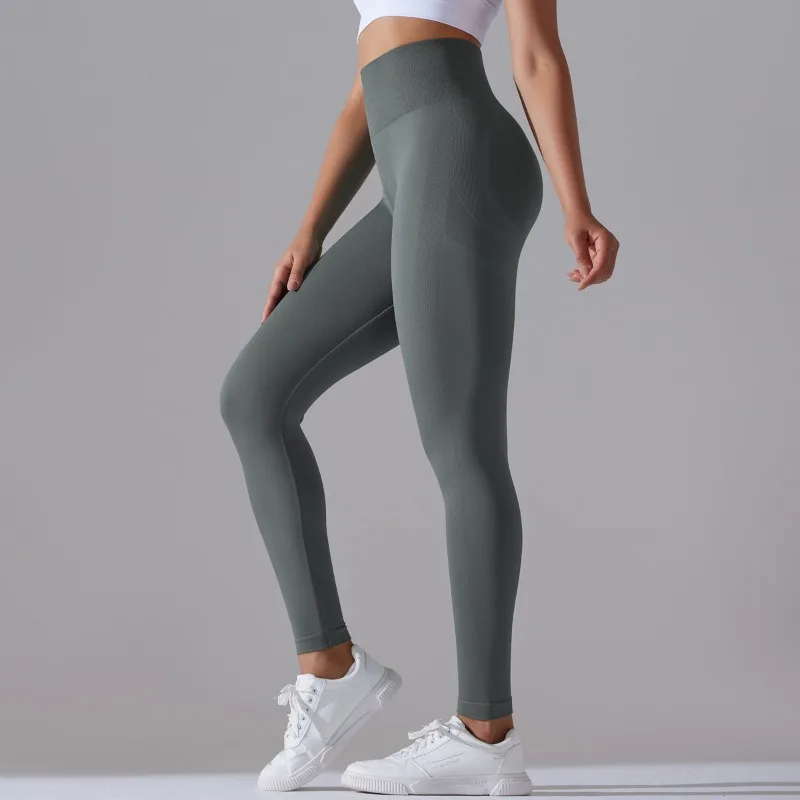 Womens Butt Lift Seamless Leggings High Waisted Yoga Pants Ribbed