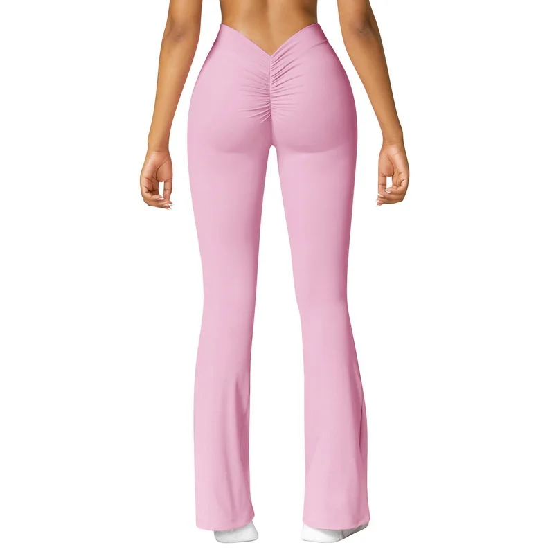 PEASKJP Flare Leggings for Women Buttery Soft Athletic Yoga Pants, Pink L