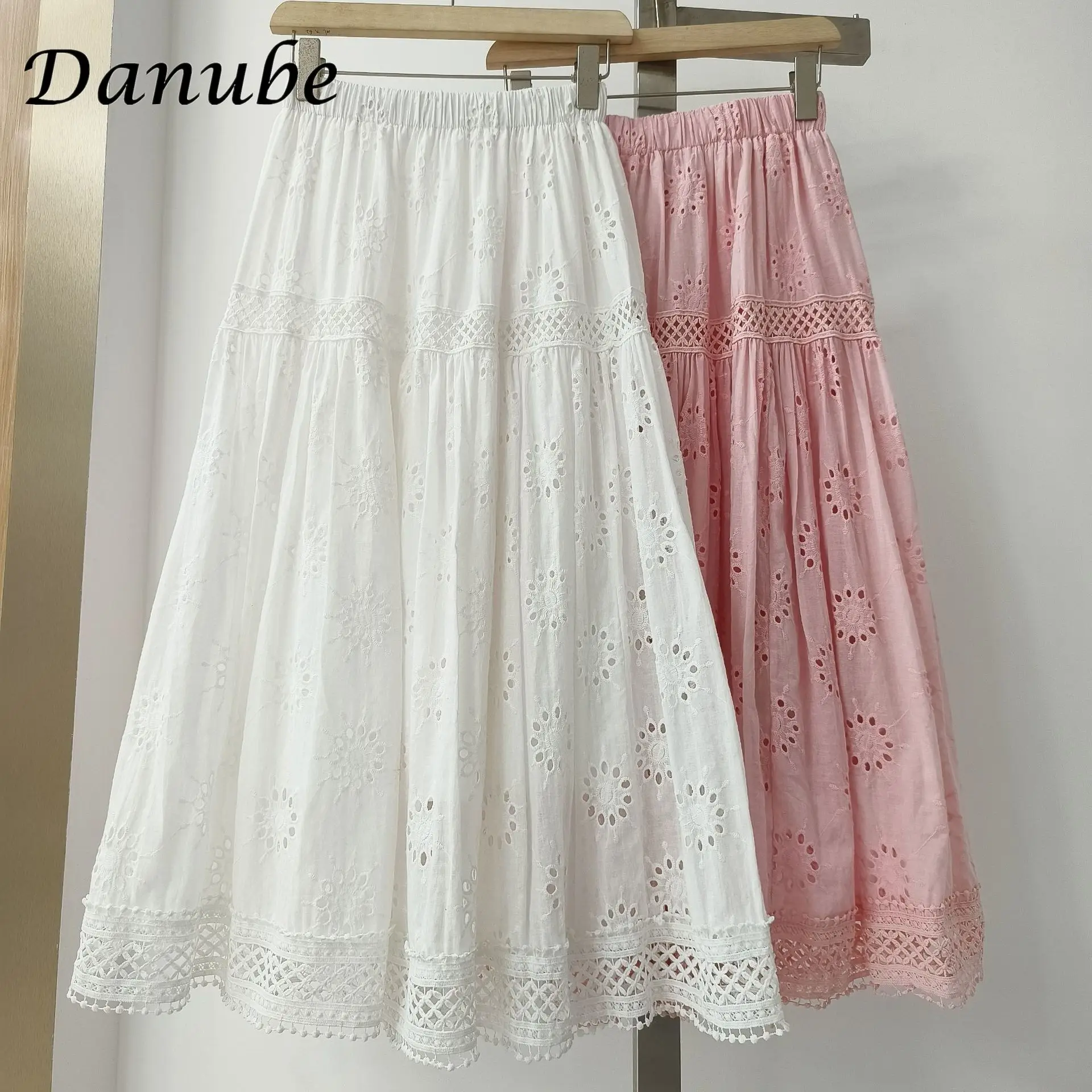 Women Summer Casual A-line High Waist Skirt Vintage Elegant