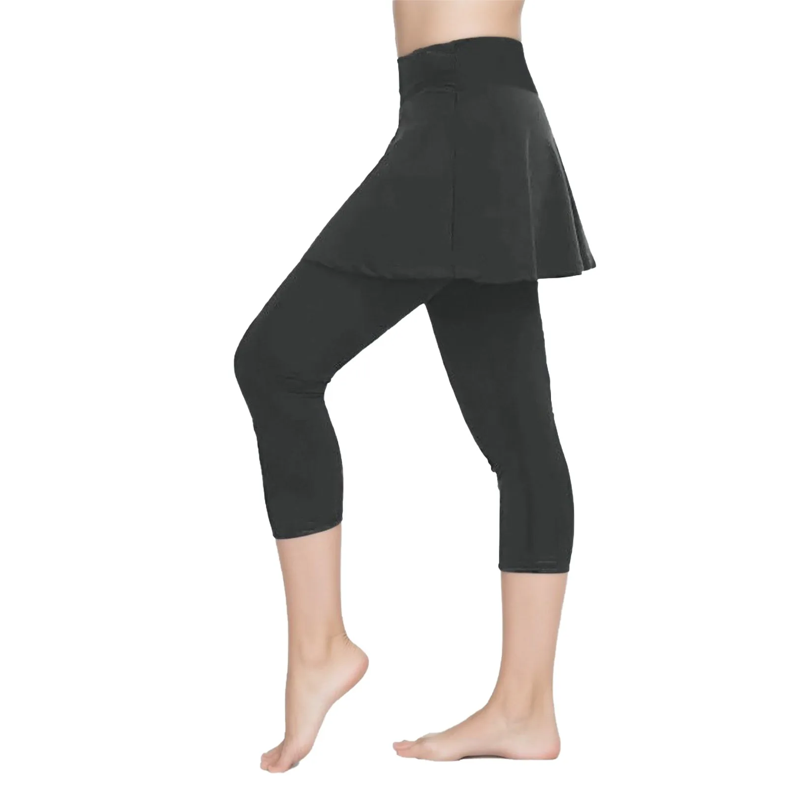 New Women Solid Color Calf-Length Leggings Skirt Seamless Mid