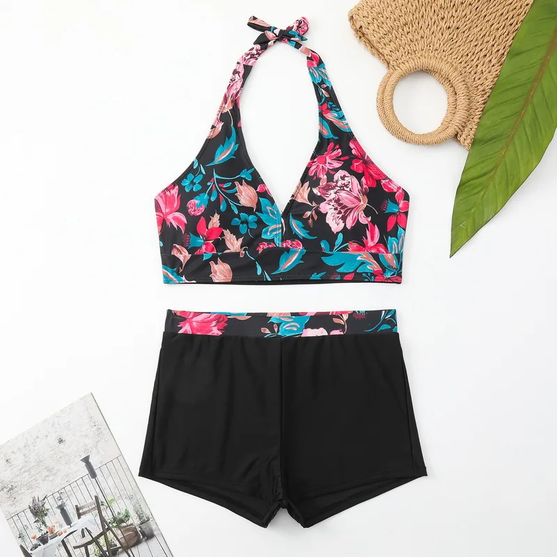Dropshipping Woman Summer Hanging Neck Strap Two Piece Set Sexy