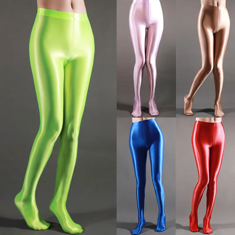 Ultra-thinTransparent Glossy Pantyhose Leggings Smooth High Waist Women  Pants Solid Color Dance Yoga Stockings Trousers Fashion, Beyondshoping