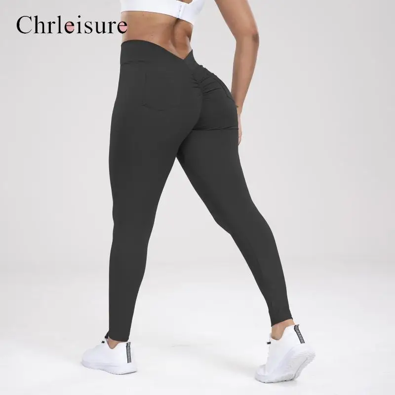 CHRLEISURE Fashion Push Up Fitness Leggings Women With Pockets