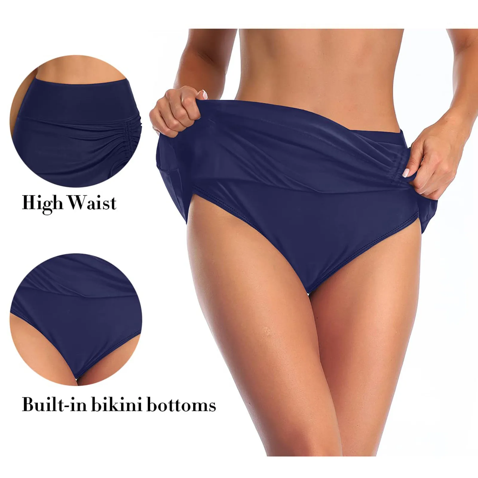 2024 Women'S Swim Skirt High Waisted Bikini Bottoms Skirt Swim