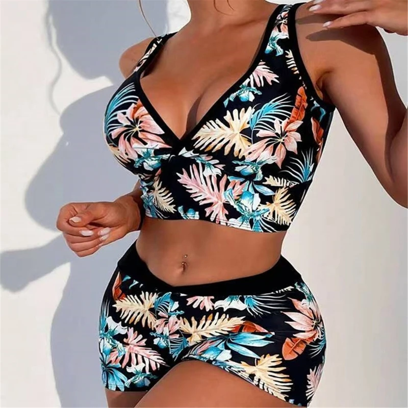 Women Tummy Control Swimsuits 2 Pieces Split Bathing Suits Female Floral  Printed Bikinis Set for Summer Beachwear, Beyondshoping