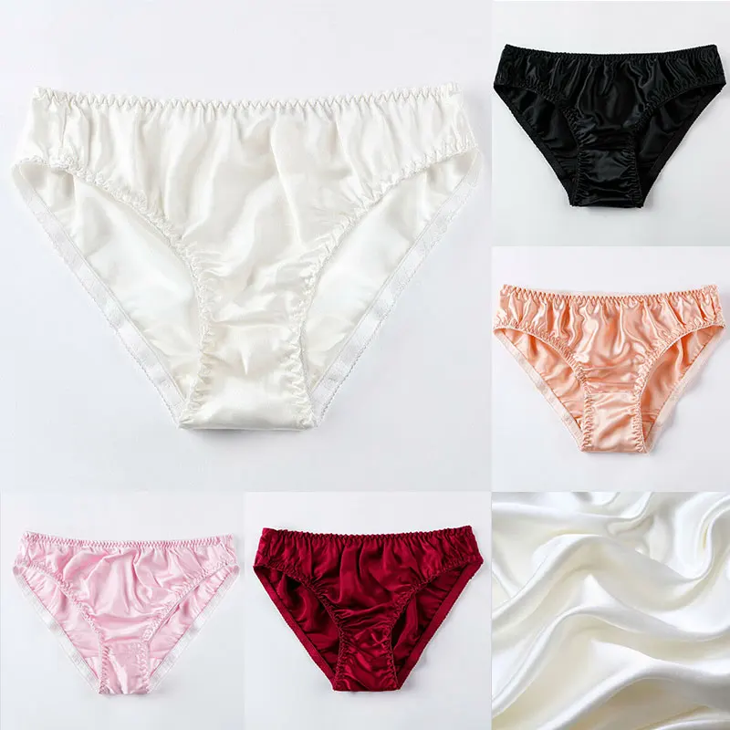 Sexy Satin Lace Panties Women's Underwear Breathable Mid-Waist