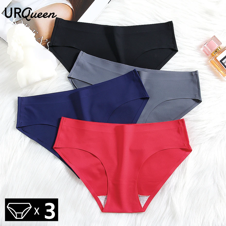 3Pcs/set Women Cotton Panties Female Mesh Underpants Solid Color