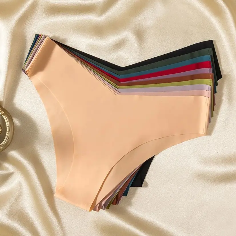 European Style Sexy Panties Women Solid Color Underwear Mid Waist