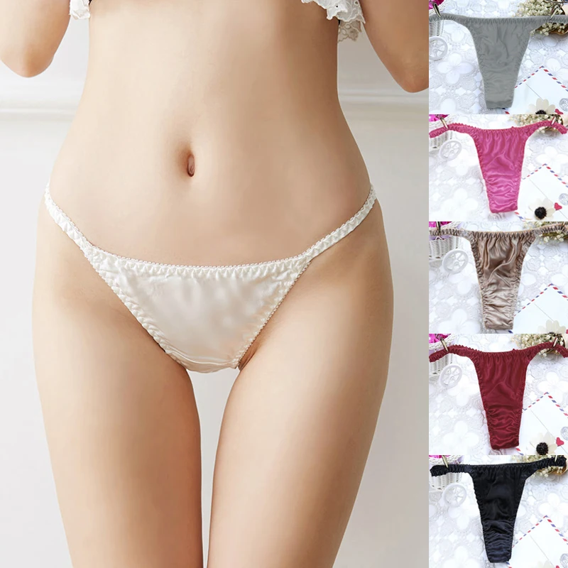 Womens 100% Mulberry Silk Bikini Briefs, Sexy Satin G String
