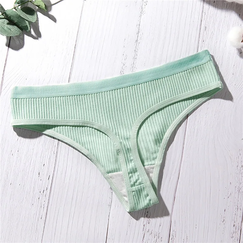 Thong Underwear, Low Rise Wide Waist Ribbed Sports Thong Panties Pure Color  For Date Colourful XL 