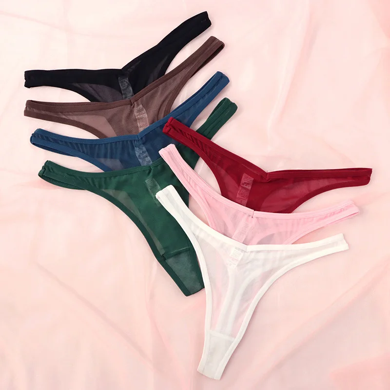 Women's Seamless G String Thong Panties Transparent Mesh