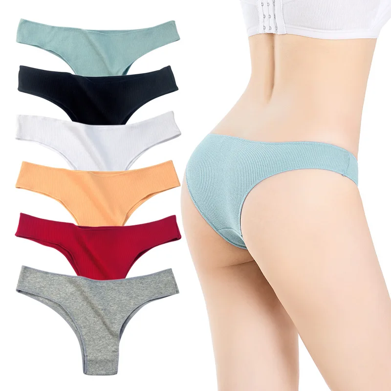 Sexy Low Waist Threaded Cotton Thong Pure Cotton Antibacterial