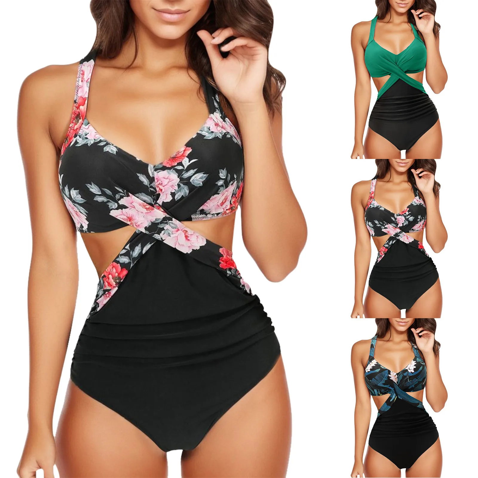 Womens High Waisted Swimsuit Sunflower Print Bikini Set Swimwear Two Pieces Bathing  Suit Tie Knot Tops with Bottom Black : : Clothing, Shoes &  Accessories