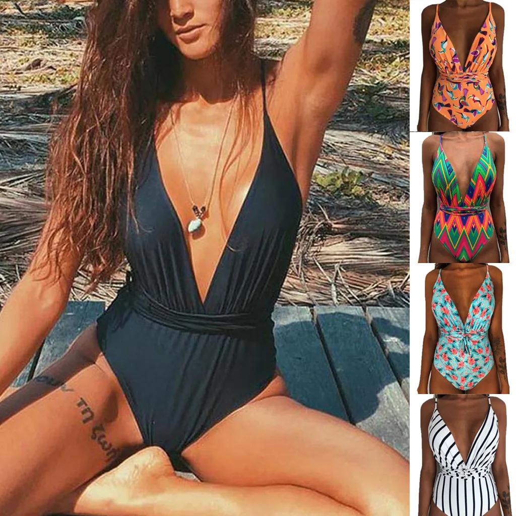 Women One-Piece Swimwear Monokini Push Up Padded Bra Bikini Beachwear  Swimsuit