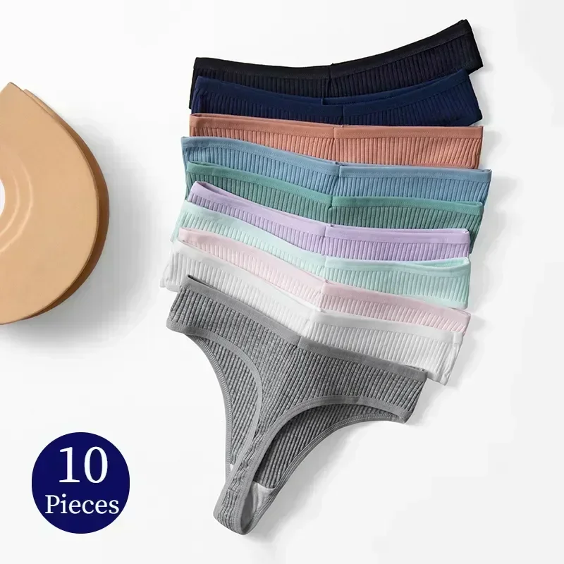 OQQ Women's 5 Piece Thongs Underwear Cotton Breathable Low Rise