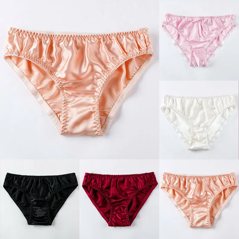 1pc Pink Women Silk Panties Seamless Satin