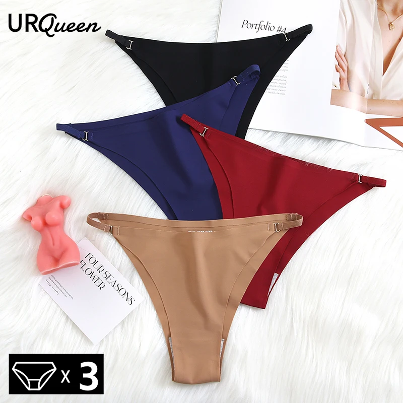 3Pcs/Set Seamless Underwear Silk Women's Solid Color Panties Lady