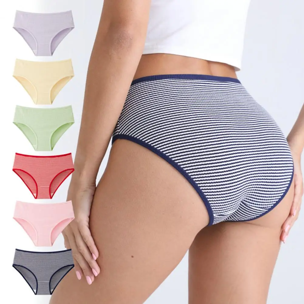 Fashionable Women Underwear Women Briefs Comfortable Women's Striped Print  Mid-rise Low-rise Briefs Body Shaping for Ladies, Beyondshoping