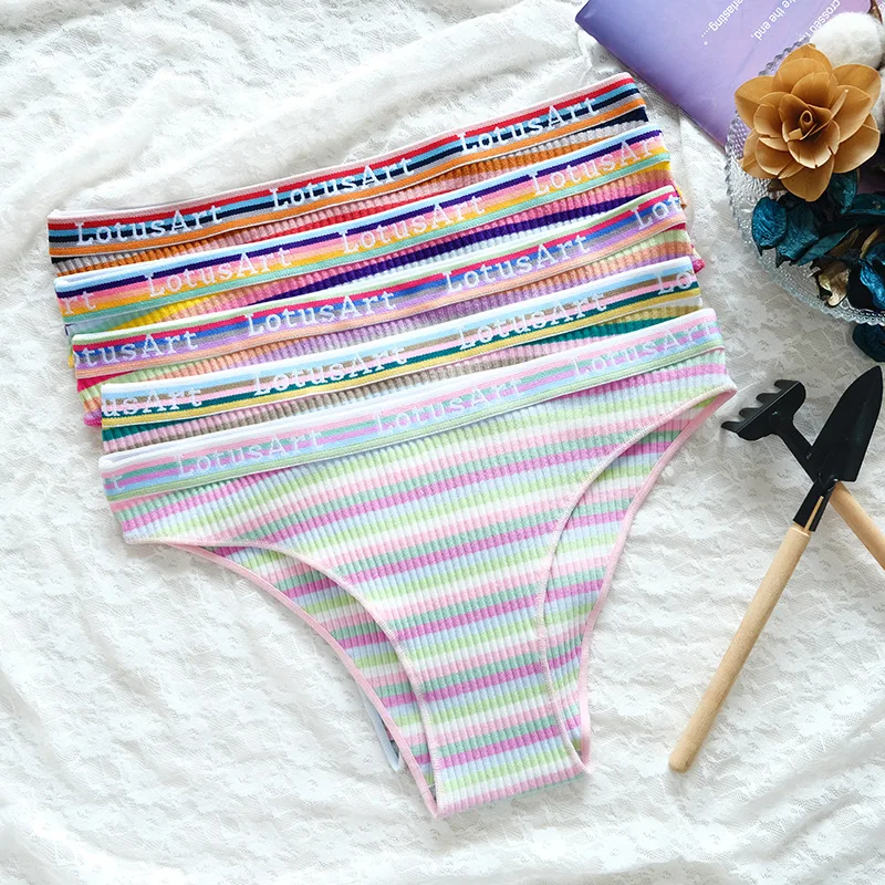 Women's Sexy Cotton Striped Panties Low Waist Comfortable Breathable Soft  Intimate Underwear Girls Briefs Plus Size, Beyondshoping