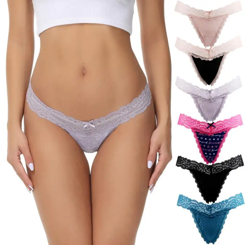 Underpants Hollowed Out Design Lace Waistband Design Womens Cotton