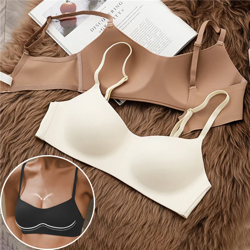 32B-42D Underwear Women Gathered Thin Breathable Adjustable No Trace No  Steel Ring Bra Large Size Bra Supporting Back Bra - AliExpress