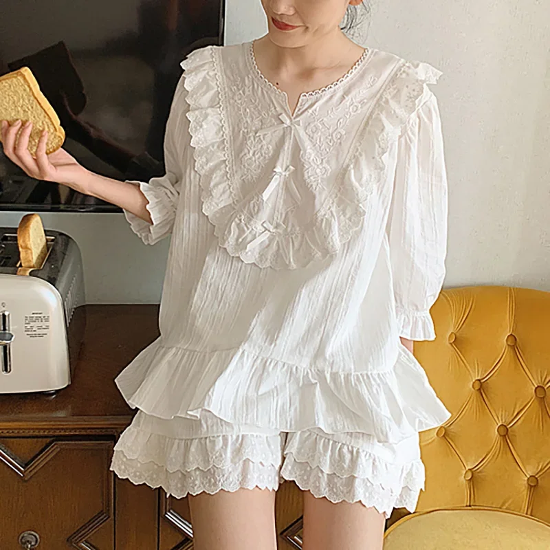 Women Pajamas Summer Sleepwear Short Sleeve Shorts Nightwear