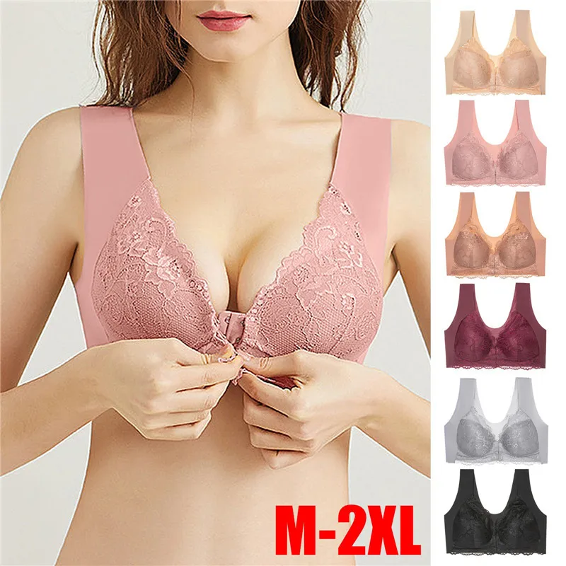 Women's Lace Front Closure Push-Up With Anti-Sagging Features Sexy Sleep Bra