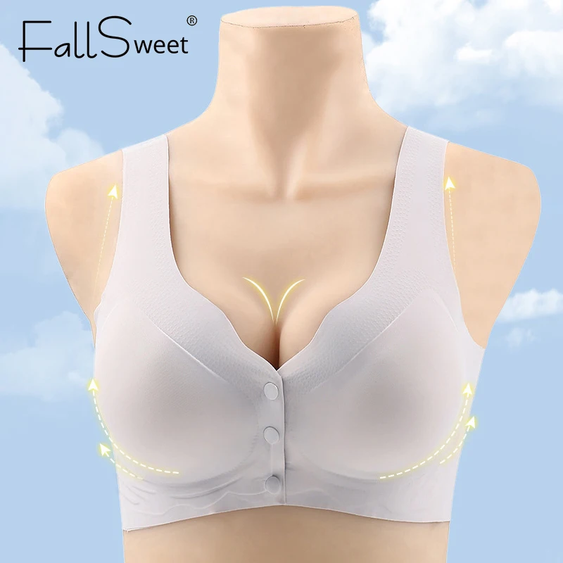 FallSweet Wireless Bra for Women Sexy Lace Brassiere Full Cup B C D Push Up  Underwear Plus Size Lingerie 36-44